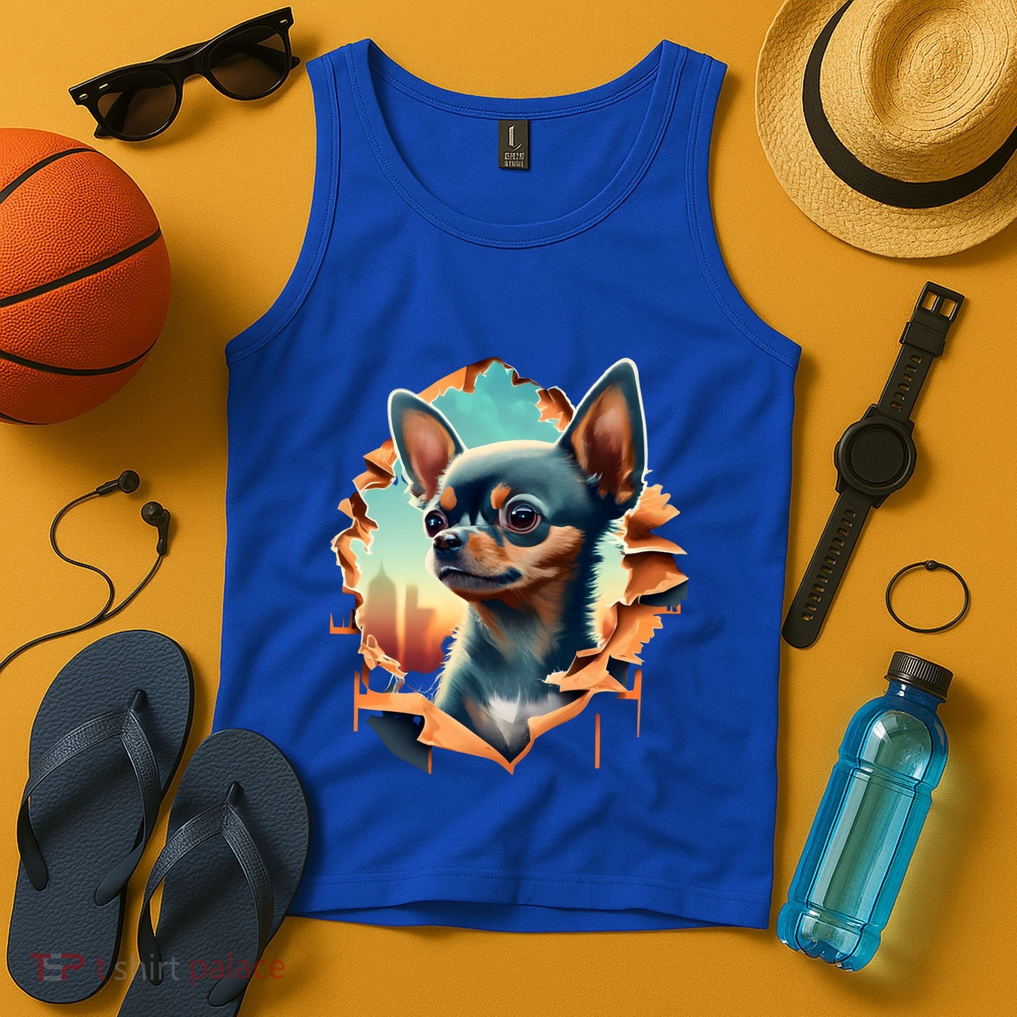 Chihuahua Lover Cute Puppy Peeking Through Cloth Deer Head Gift Tank Top