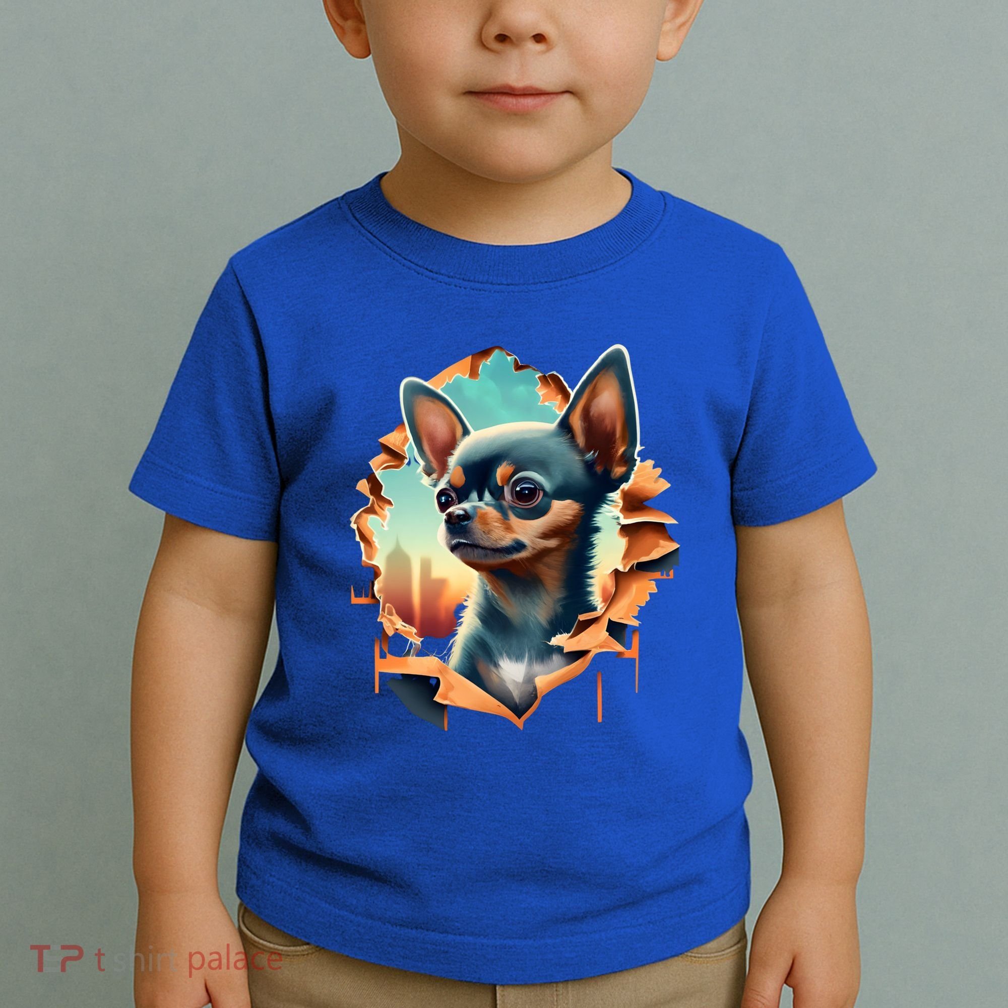Chihuahua Lover Cute Puppy Peeking Through Cloth Deer Head Gift Toddler T-Shirt
