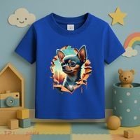 Chihuahua Lover Cute Puppy Peeking Through Cloth Deer Head Gift Toddler T-Shirt thumb 3