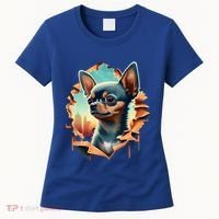 Chihuahua Lover Cute Puppy Peeking Through Cloth Deer Head Gift Women's T-Shirt thumb 0