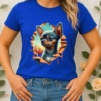 Chihuahua Lover Cute Puppy Peeking Through Cloth Deer Head Gift Women's T-Shirt thumb 2