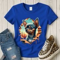 Chihuahua Lover Cute Puppy Peeking Through Cloth Deer Head Gift Women's T-Shirt thumb 3