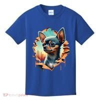 Chihuahua Lover Cute Puppy Peeking Through Cloth Deer Head Gift Kids T-Shirt thumb 0