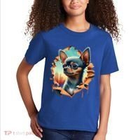 Chihuahua Lover Cute Puppy Peeking Through Cloth Deer Head Gift Kids T-Shirt thumb 2