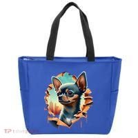 Chihuahua Lover Cute Puppy Peeking Through Cloth Deer Head Gift Tote Bag thumb 0