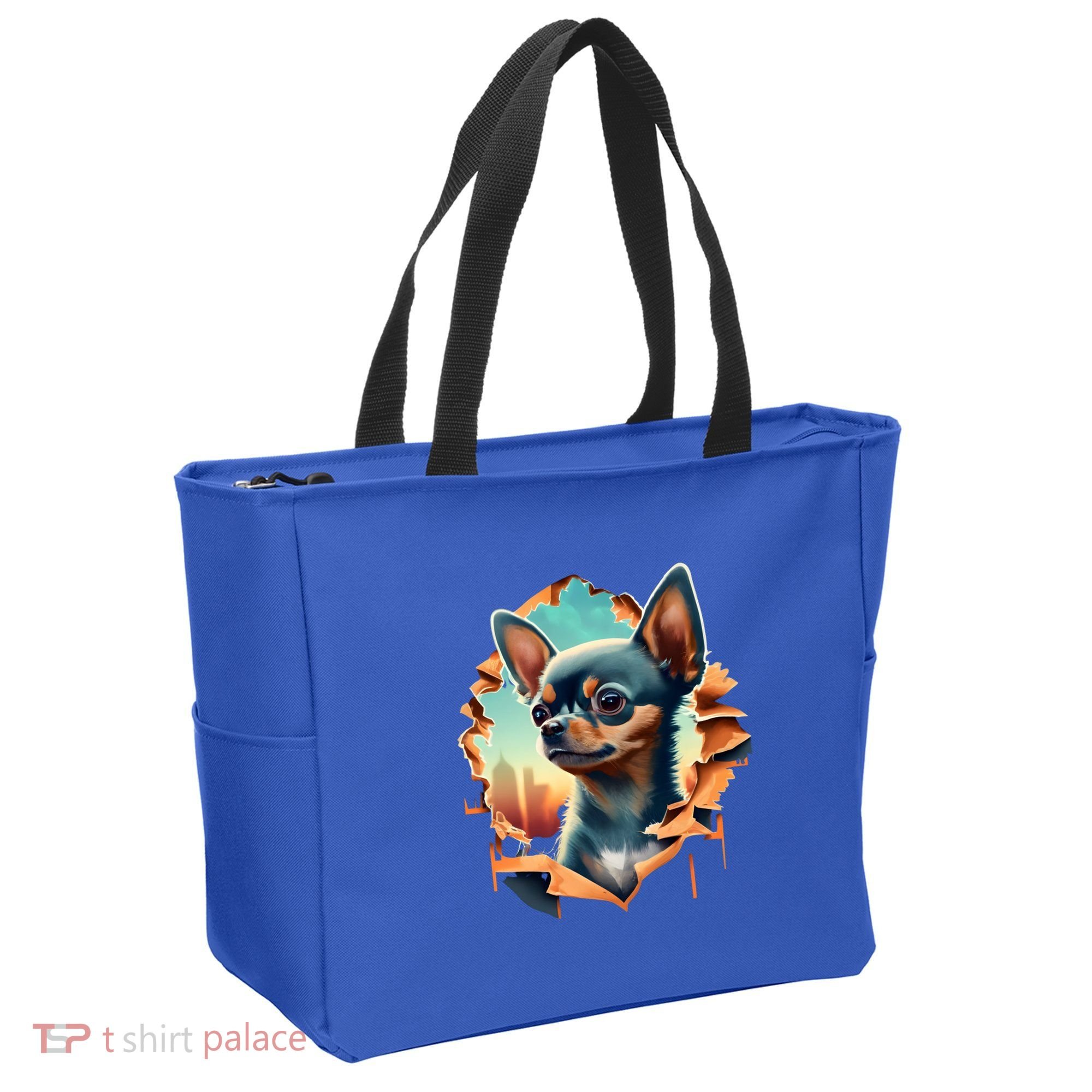 Chihuahua Lover Cute Puppy Peeking Through Cloth Deer Head Gift Tote Bag