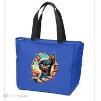 Chihuahua Lover Cute Puppy Peeking Through Cloth Deer Head Gift Tote Bag thumb 3