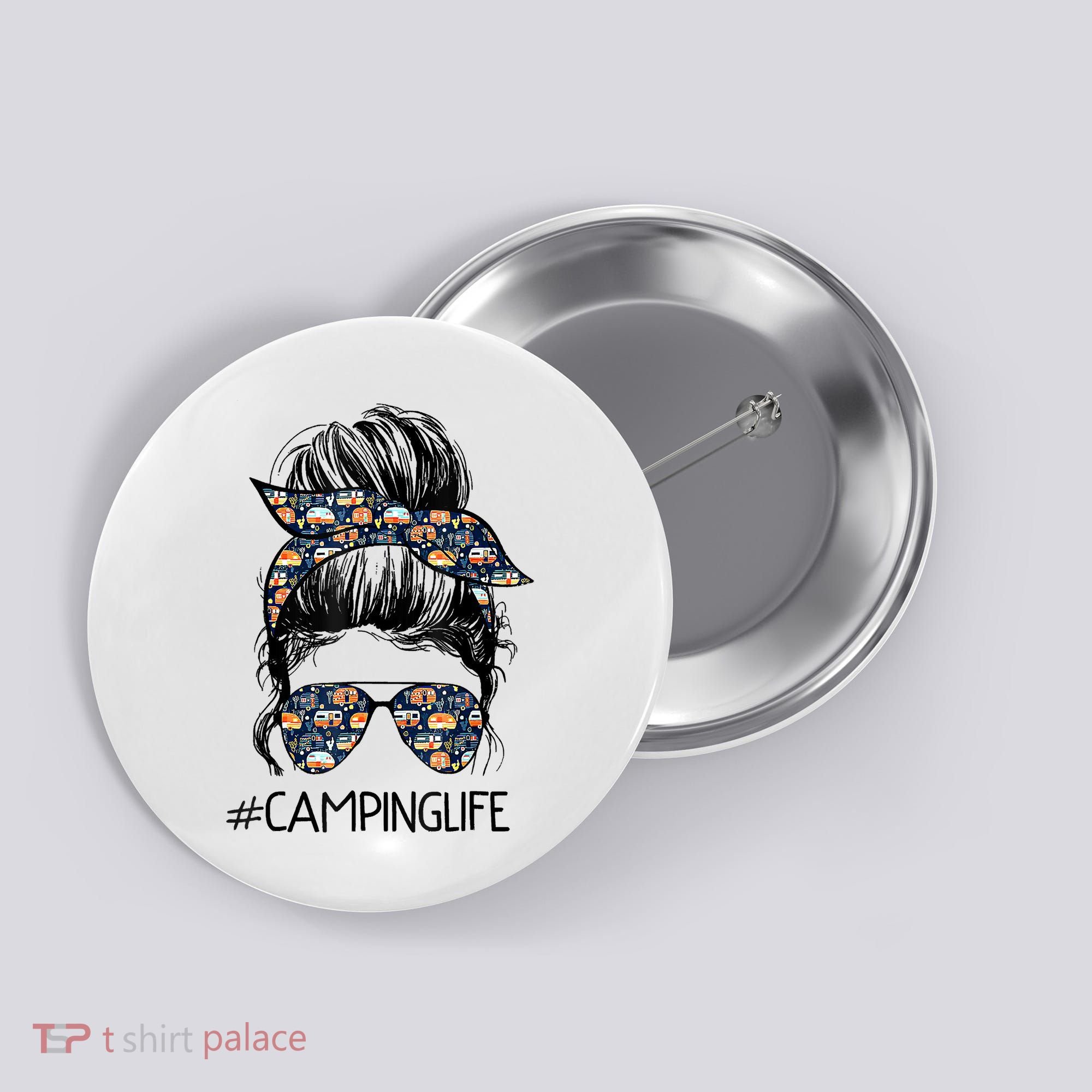 Camping Life Camping Lover Girl Outside Button