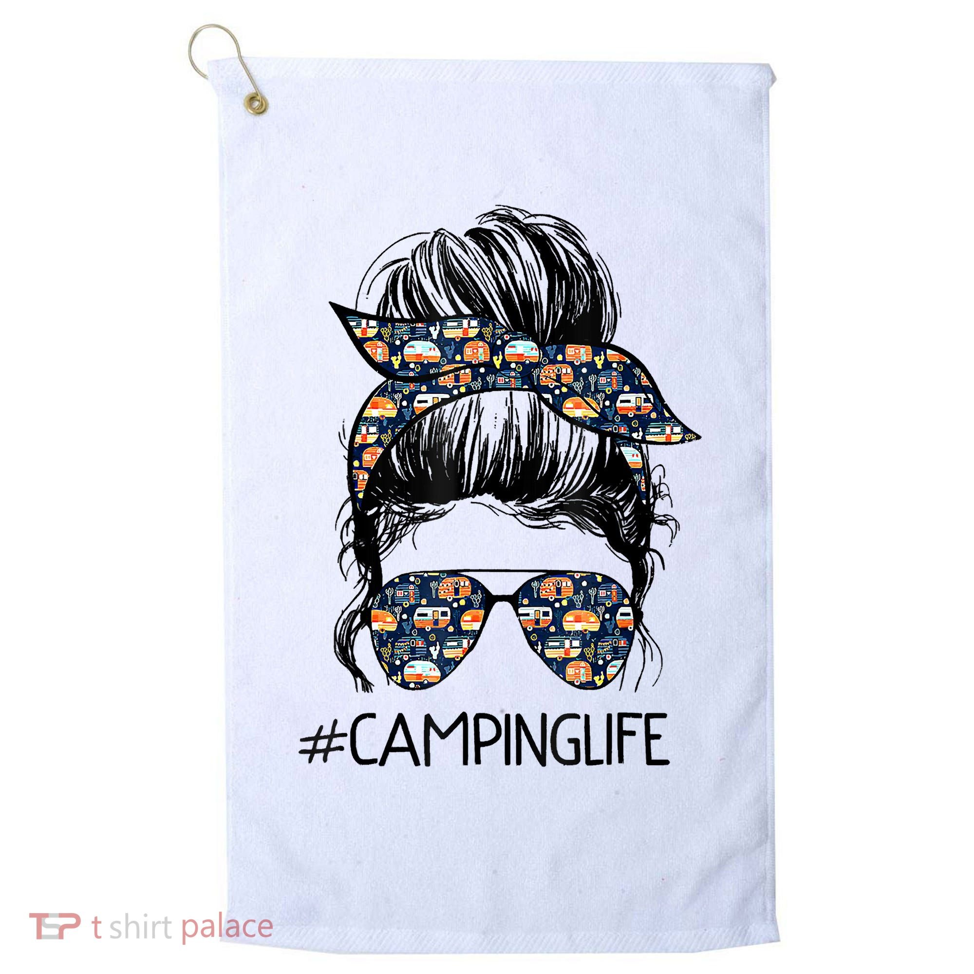 Camping Life Camping Lover Girl Outside Golf Towel