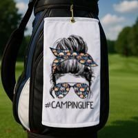 Camping Life Camping Lover Girl Outside Golf Towel thumb 2