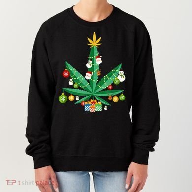 Cannabis Leaf Christmas Tree Women's Sweatshirt