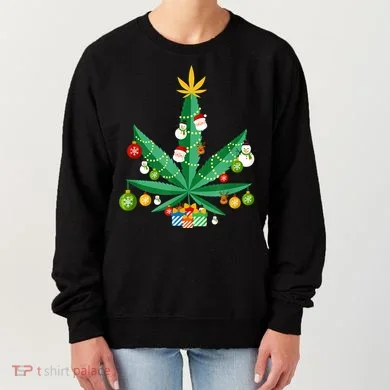 Cannabis Leaf Christmas Tree Women's Sweatshirt
