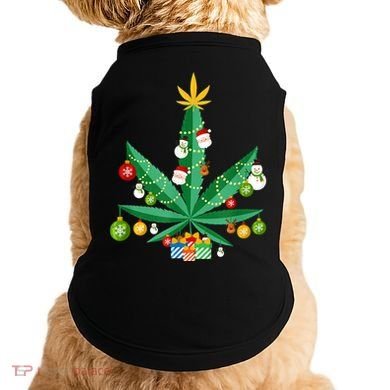 Cannabis Leaf Christmas Tree Doggie Tank