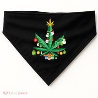 Cannabis Leaf Christmas Tree USA-Made Doggie Bandana thumb 0