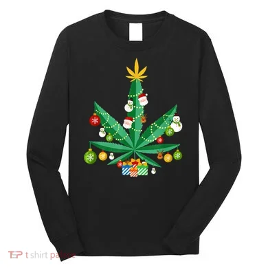 Cannabis Leaf Christmas Tree Long Sleeve Shirt