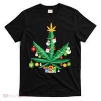 Cannabis Leaf Christmas Tree T-Shirt thumb 0