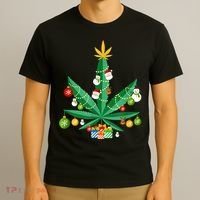 Cannabis Leaf Christmas Tree T-Shirt thumb 3