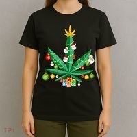 Cannabis Leaf Christmas Tree T-Shirt thumb 4
