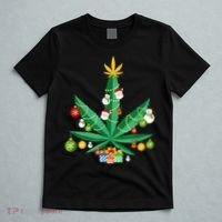 Cannabis Leaf Christmas Tree T-Shirt thumb 5
