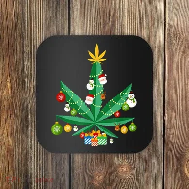 Cannabis Leaf Christmas Tree Coaster