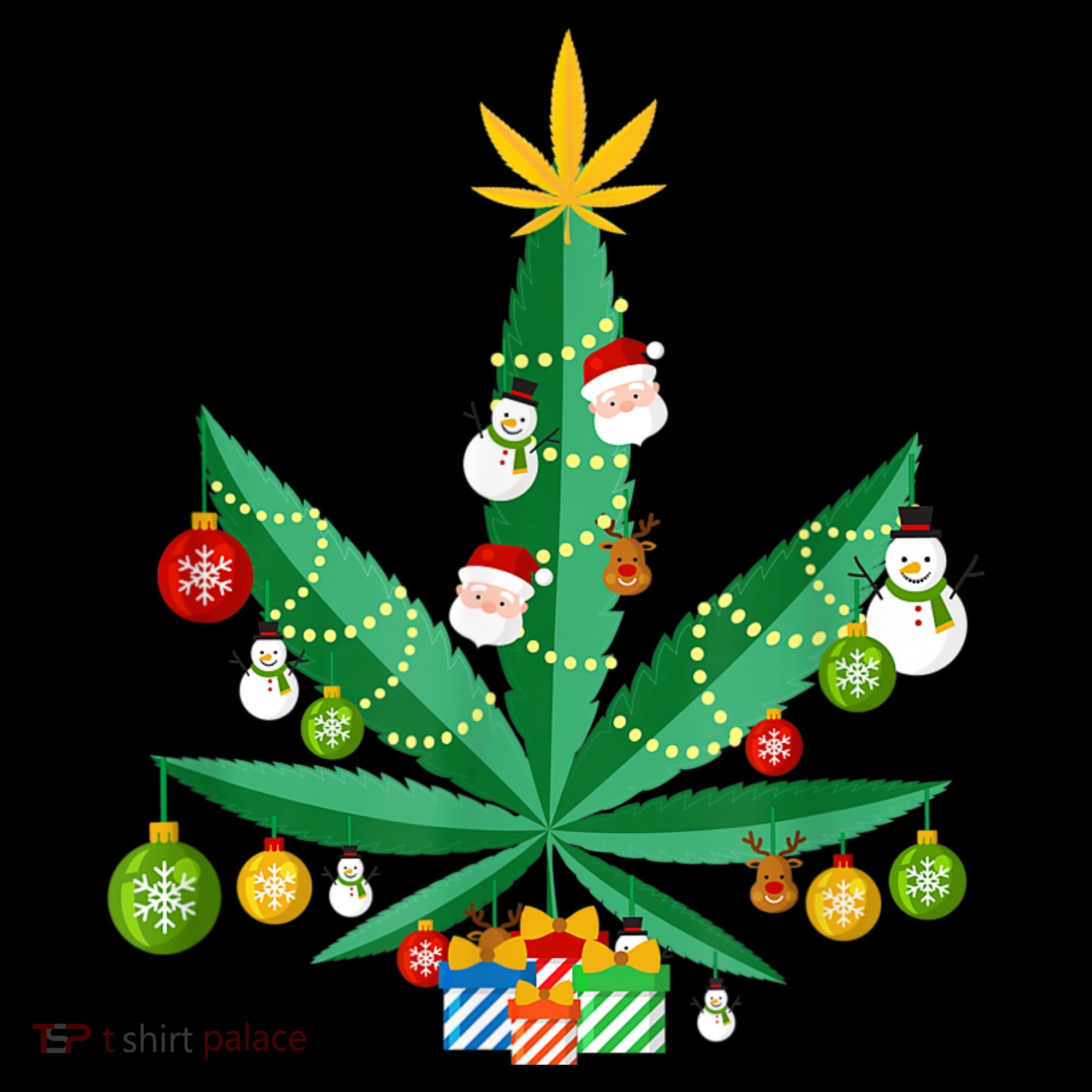 Cannabis Leaf Christmas Tree Women's Hoodie