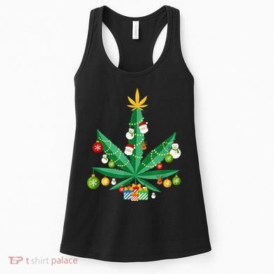 Cannabis Leaf Christmas Tree Women's Tank Top