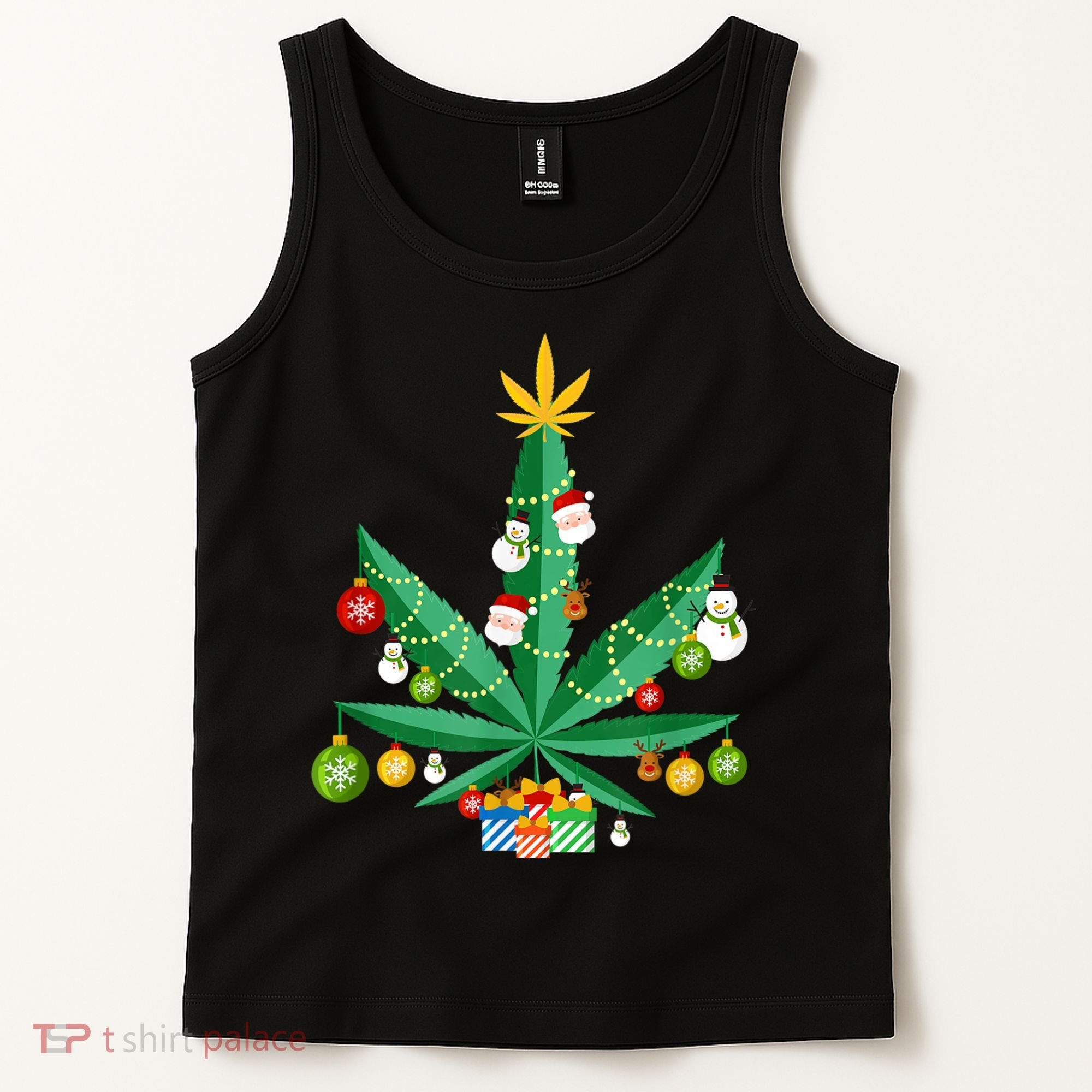 Cannabis Leaf Christmas Tree Tank Top