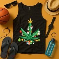 Cannabis Leaf Christmas Tree Tank Top thumb 4