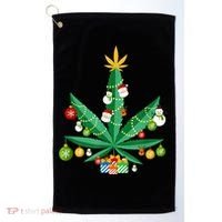 Cannabis Leaf Christmas Tree Golf Towel thumb 0