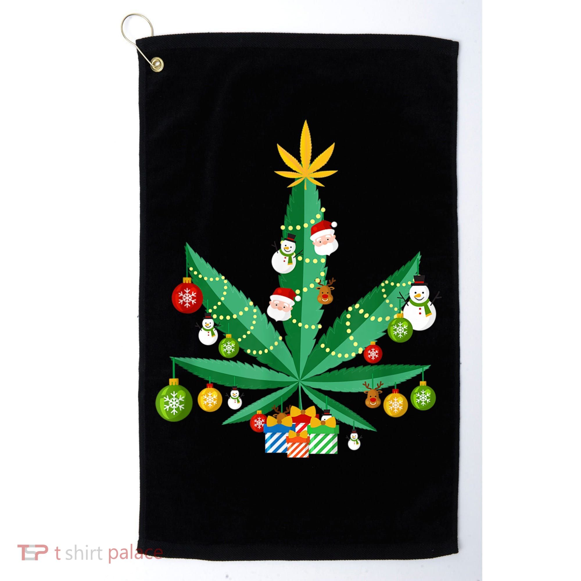 Cannabis Leaf Christmas Tree Golf Towel