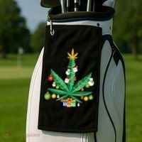 Cannabis Leaf Christmas Tree Golf Towel thumb 2