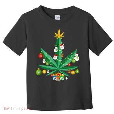 Cannabis Leaf Christmas Tree Toddler T-Shirt