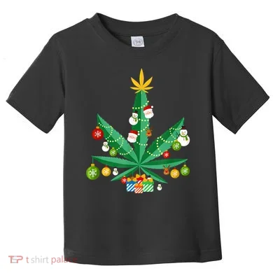 Cannabis Leaf Christmas Tree Toddler T-Shirt