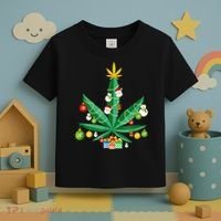 Cannabis Leaf Christmas Tree Toddler T-Shirt thumb 3