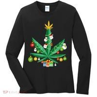 Cannabis Leaf Christmas Tree Women's Long Sleeve Shirt thumb 0