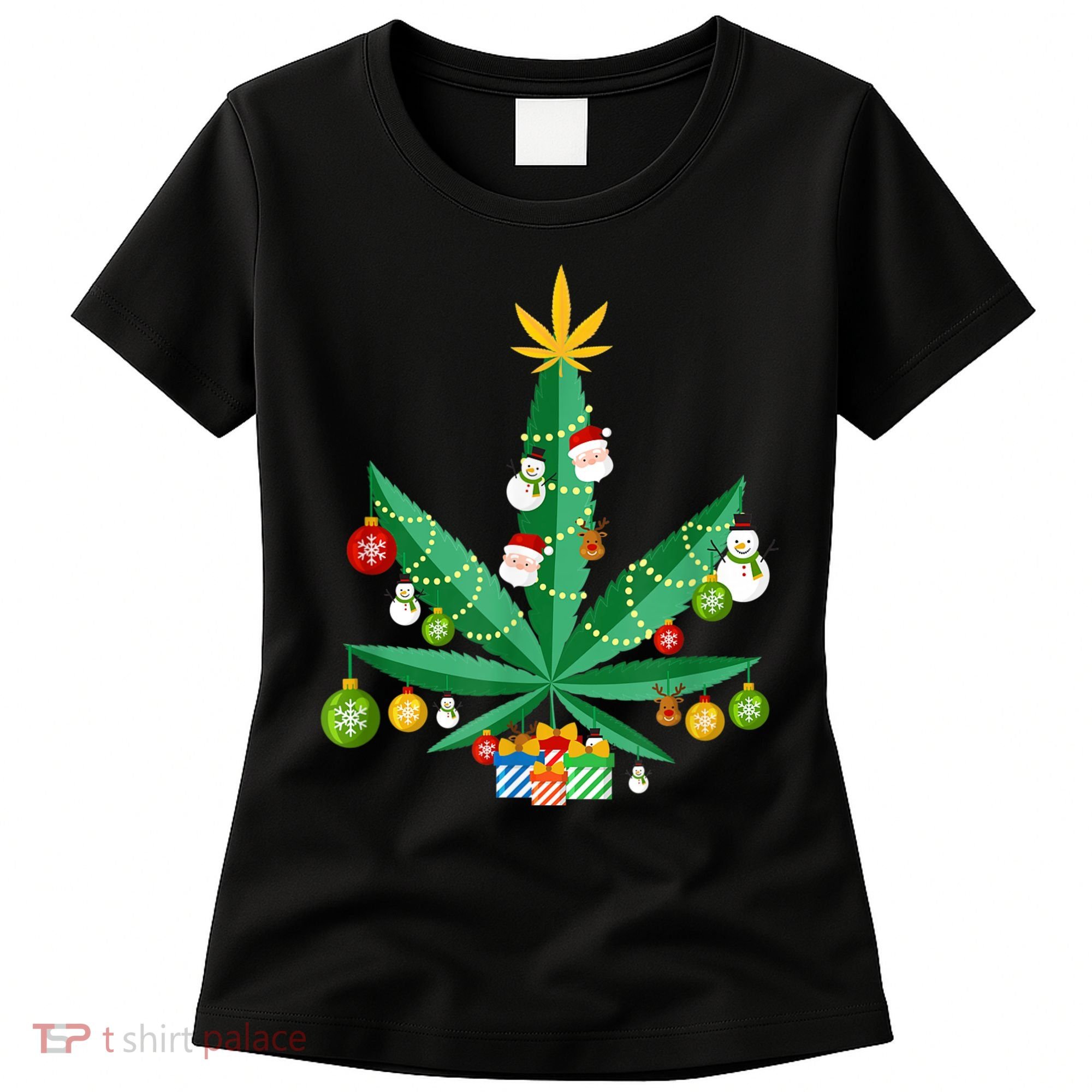 Cannabis Leaf Christmas Tree Women's T-Shirt