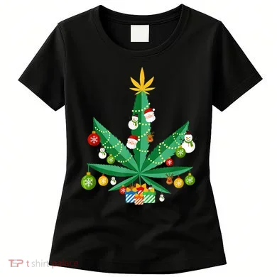Cannabis Leaf Christmas Tree Women's T-Shirt