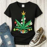 Cannabis Leaf Christmas Tree Women's T-Shirt thumb 3