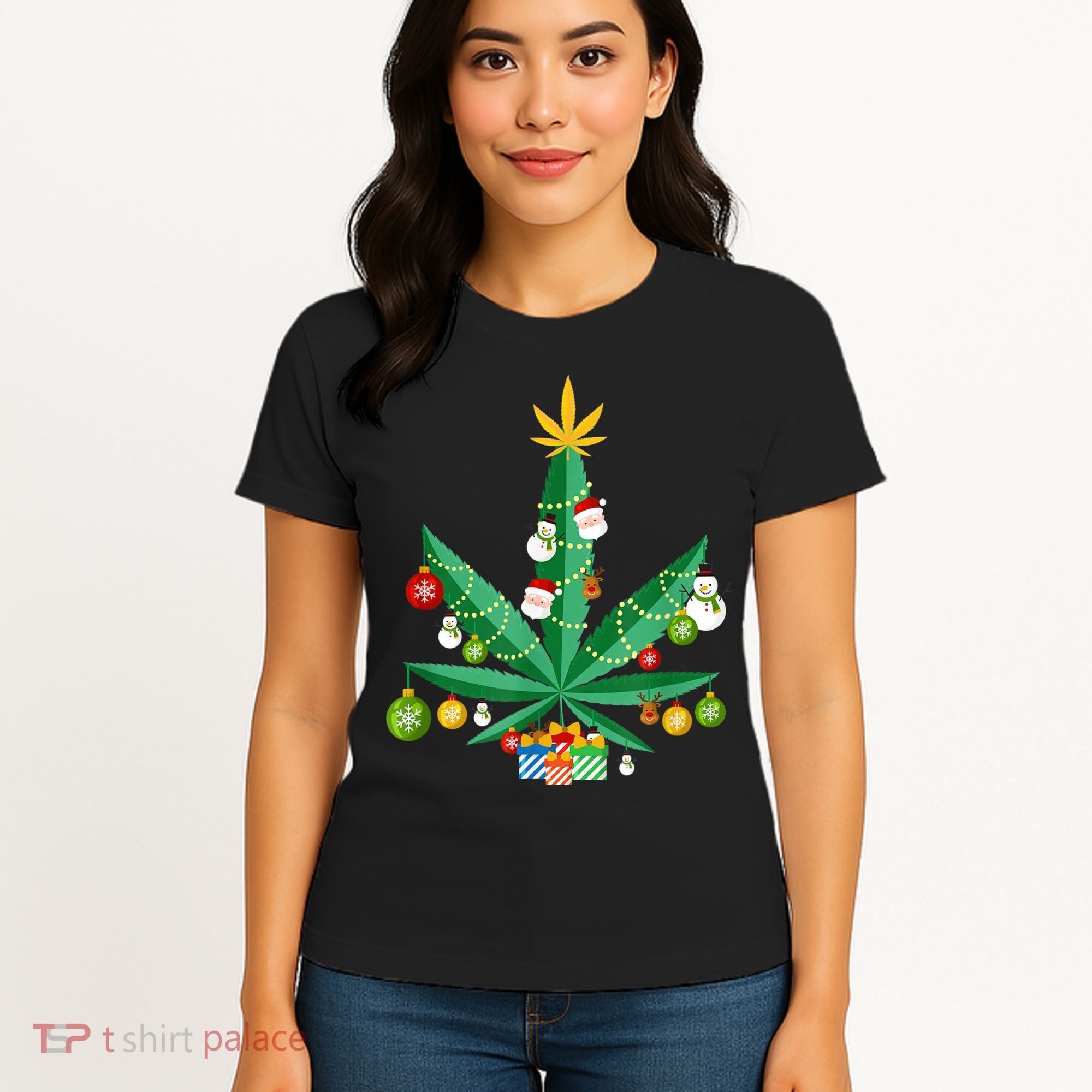 Cannabis Leaf Christmas Tree Women's T-Shirt