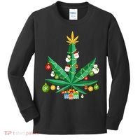Cannabis Leaf Christmas Tree Kids Long Sleeve Shirt thumb 0