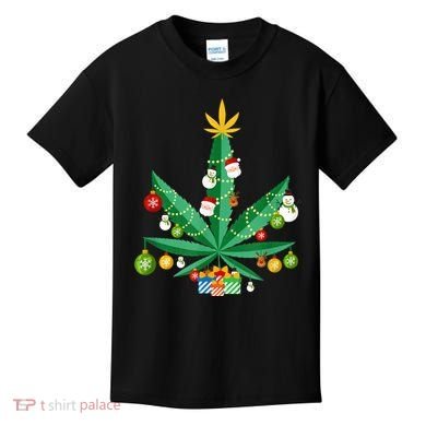 Cannabis Leaf Christmas Tree Kids T-Shirt
