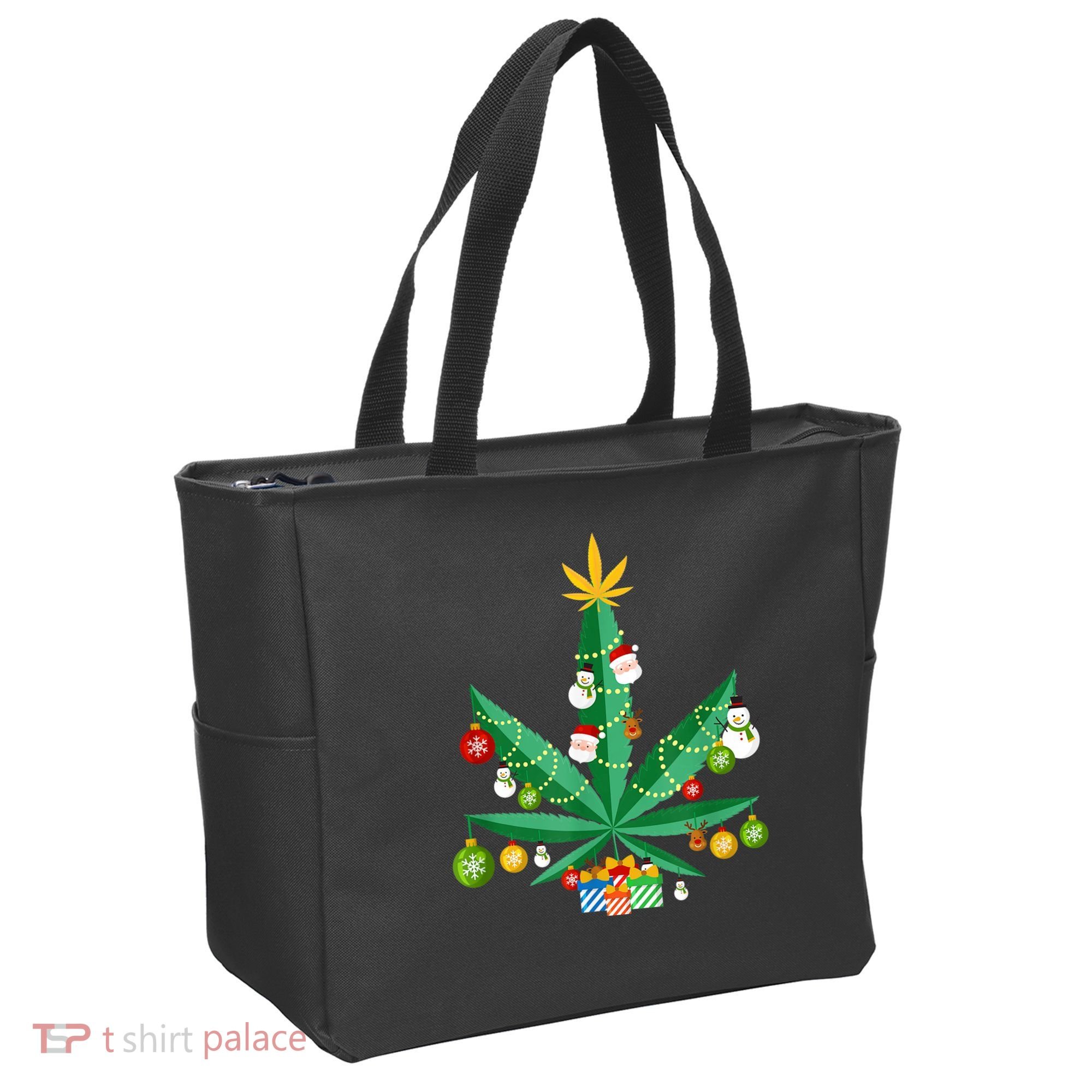 Cannabis Leaf Christmas Tree Tote Bag