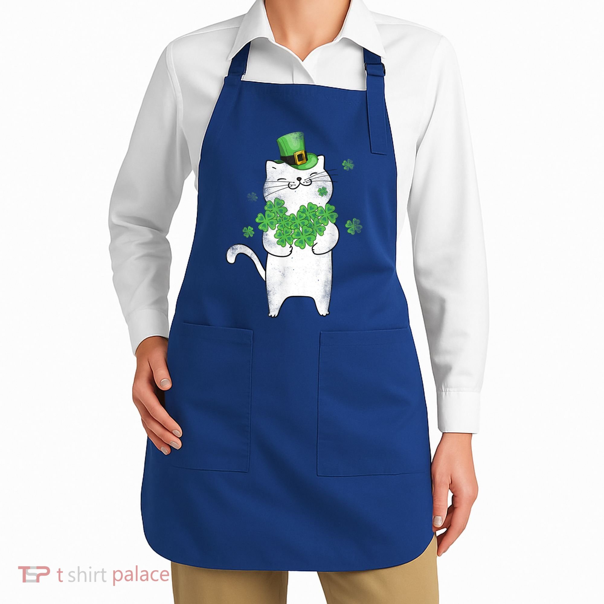 Cat Leprechaun Cat Lover Shamrock St Patrick's Day Gift Apron