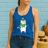 Cat Leprechaun Cat Lover Shamrock St Patrick's Day Gift Women's Tank Top thumb 2