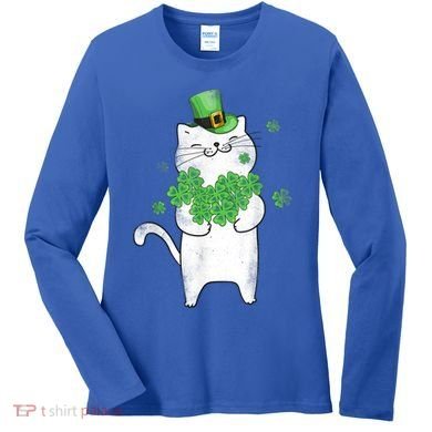 Cat Leprechaun Cat Lover Shamrock St Patrick's Day Gift Women's Long Sleeve Shirt