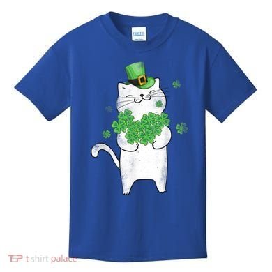 Cat Leprechaun Cat Lover Shamrock St Patrick's Day Gift Kids T-Shirt