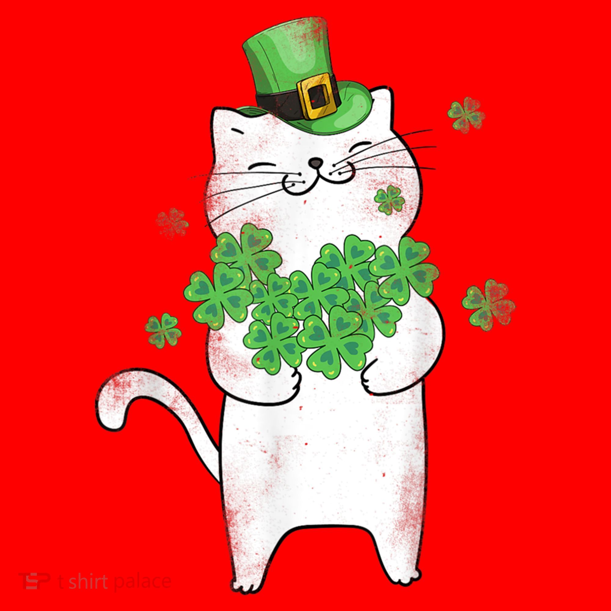 Cat Leprechaun Cat Lover Shamrock St Patrick's Day Gift Santa Hat