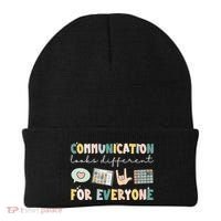 Communication Looks Different For Everyone Autism Awareness Beanie thumb 0