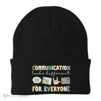 Communication Looks Different For Everyone Autism Awareness Beanie thumb 0