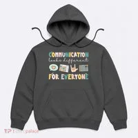 Communication Looks Different For Everyone Autism Awareness Hoodie thumb 0